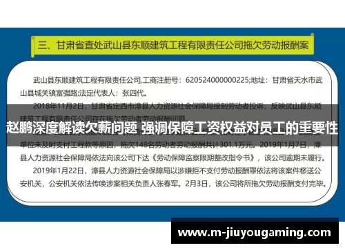 赵鹏深度解读欠薪问题 强调保障工资权益对员工的重要性